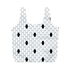 Black White Hexagon Dots Full Print Recycle Bags (m) 