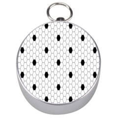 Black White Hexagon Dots Silver Compasses by Mariart