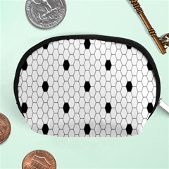 Black White Hexagon Dots Accessory Pouches (medium)  by Mariart