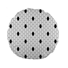 Black White Hexagon Dots Standard 15  Premium Flano Round Cushions