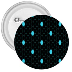 Blue Black Hexagon Dots 3  Buttons