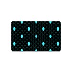 Blue Black Hexagon Dots Magnet (Name Card) Front