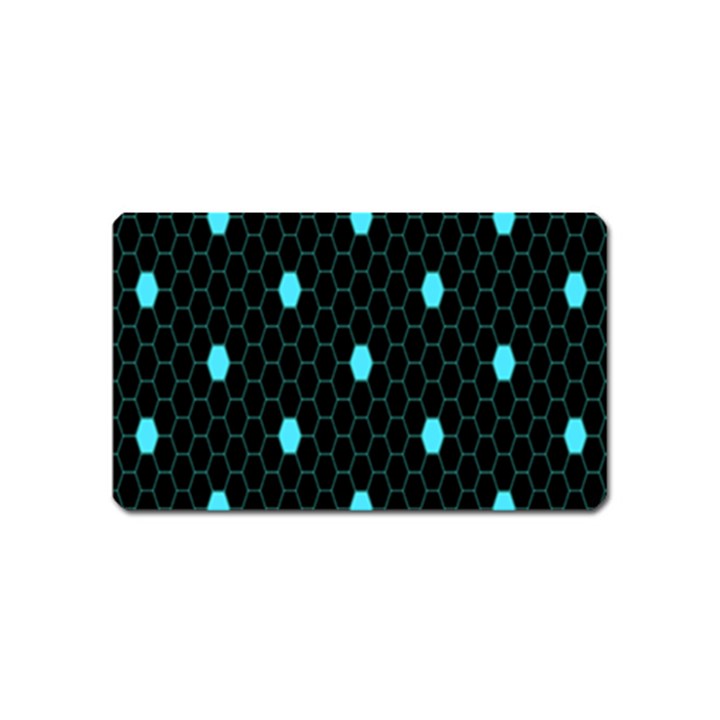 Blue Black Hexagon Dots Magnet (Name Card)