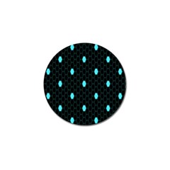 Blue Black Hexagon Dots Golf Ball Marker