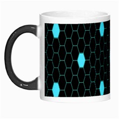 Blue Black Hexagon Dots Morph Mugs