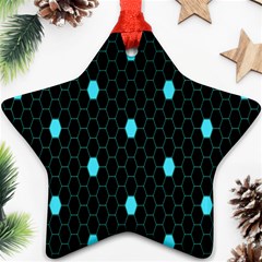 Blue Black Hexagon Dots Star Ornament (two Sides) by Mariart