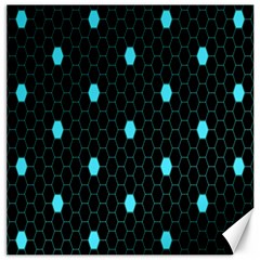 Blue Black Hexagon Dots Canvas 12  X 12   by Mariart