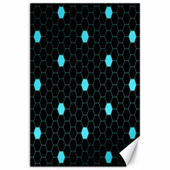 Blue Black Hexagon Dots Canvas 24  X 36 