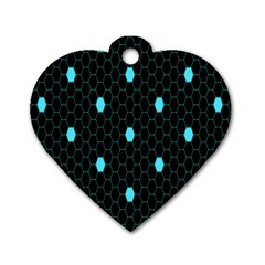 Blue Black Hexagon Dots Dog Tag Heart (one Side) by Mariart