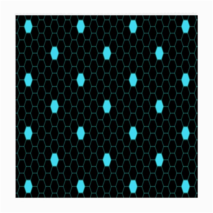 Blue Black Hexagon Dots Medium Glasses Cloth (2-Side)