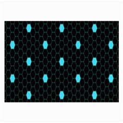 Blue Black Hexagon Dots Large Glasses Cloth by Mariart