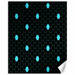 Blue Black Hexagon Dots Canvas 11  X 14   by Mariart