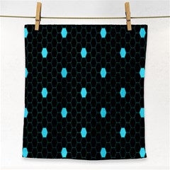 Blue Black Hexagon Dots Face Towel