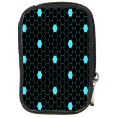 Blue Black Hexagon Dots Compact Camera Cases by Mariart