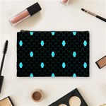 Blue Black Hexagon Dots Cosmetic Bag (Medium)  Front