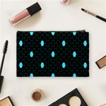 Blue Black Hexagon Dots Cosmetic Bag (Medium)  Back