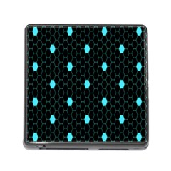 Blue Black Hexagon Dots Memory Card Reader (square)