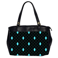 Blue Black Hexagon Dots Office Handbags (2 Sides)  by Mariart