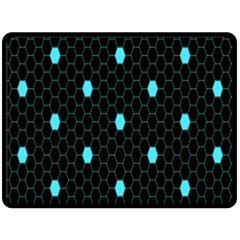 Blue Black Hexagon Dots Fleece Blanket (large) 