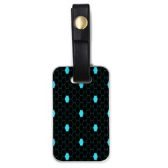 Blue Black Hexagon Dots Luggage Tags (one Side) 