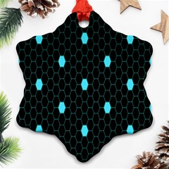 Blue Black Hexagon Dots Ornament (snowflake)