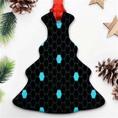 Blue Black Hexagon Dots Ornament (christmas Tree) 