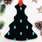 Blue Black Hexagon Dots Ornament (Christmas Tree)  Front