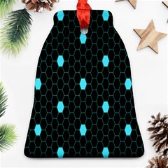 Blue Black Hexagon Dots Bell Ornament (two Sides)