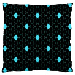 Blue Black Hexagon Dots Large Cushion Case (two Sides) by Mariart