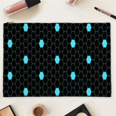 Blue Black Hexagon Dots Cosmetic Bag (xxl)  by Mariart