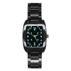 Blue Black Hexagon Dots Stainless Steel Barrel Watch