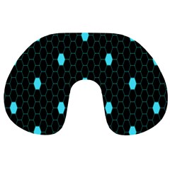 Blue Black Hexagon Dots Travel Neck Pillows by Mariart