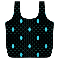 Blue Black Hexagon Dots Full Print Recycle Bags (l) 