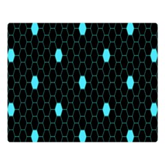 Blue Black Hexagon Dots Double Sided Flano Blanket (large) 