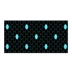 Blue Black Hexagon Dots Satin Wrap