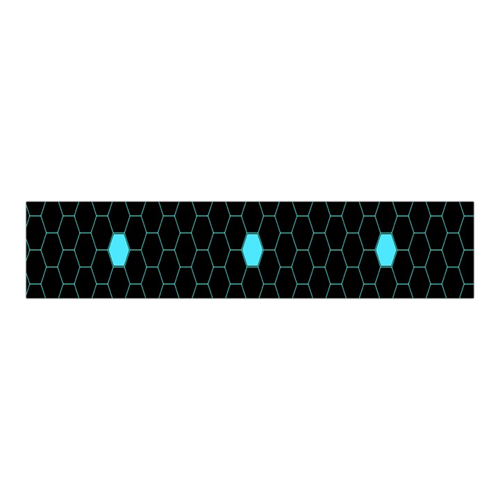 Blue Black Hexagon Dots Velvet Scrunchie