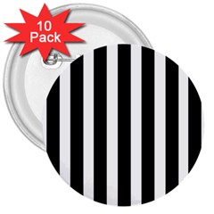 Black White Line Vertical 3  Buttons (10 Pack) 