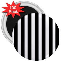 Black White Line Vertical 3  Magnets (100 Pack)