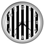 Black White Line Vertical Wall Clocks (Silver)  Front