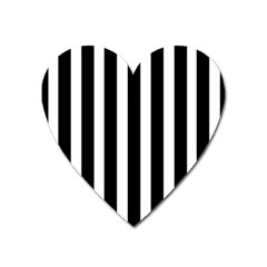 Black White Line Vertical Heart Magnet