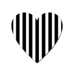 Black White Line Vertical Heart Magnet Front