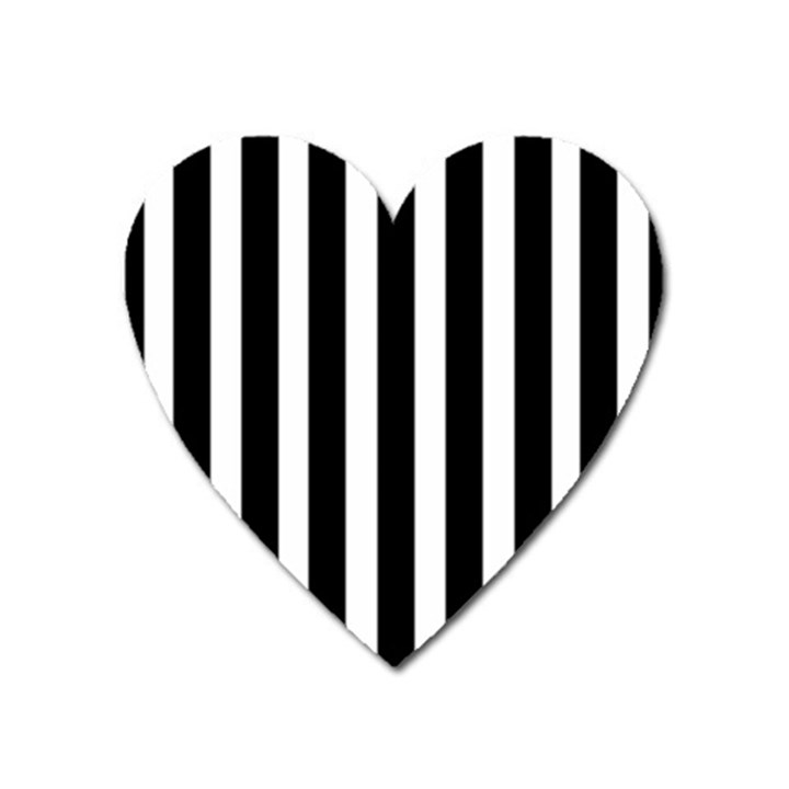 Black White Line Vertical Heart Magnet