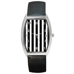 Black White Line Vertical Barrel Style Metal Watch by Mariart