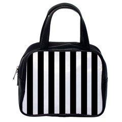 Black White Line Vertical Classic Handbags (one Side) by Mariart