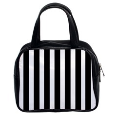 Black White Line Vertical Classic Handbags (2 Sides) by Mariart