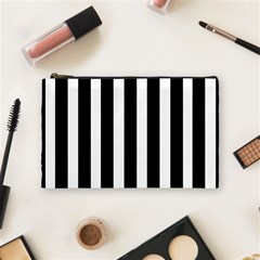 Black White Line Vertical Cosmetic Bag (medium)  by Mariart