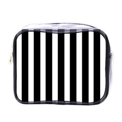 Black White Line Vertical Mini Toiletries Bags by Mariart