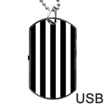 Black White Line Vertical Dog Tag USB Flash (Two Sides) Front