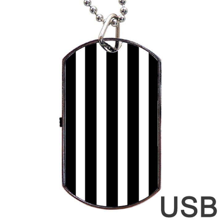 Black White Line Vertical Dog Tag USB Flash (Two Sides)