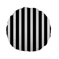 Black White Line Vertical Standard 15  Premium Flano Round Cushions